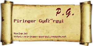 Piringer Györgyi névjegykártya